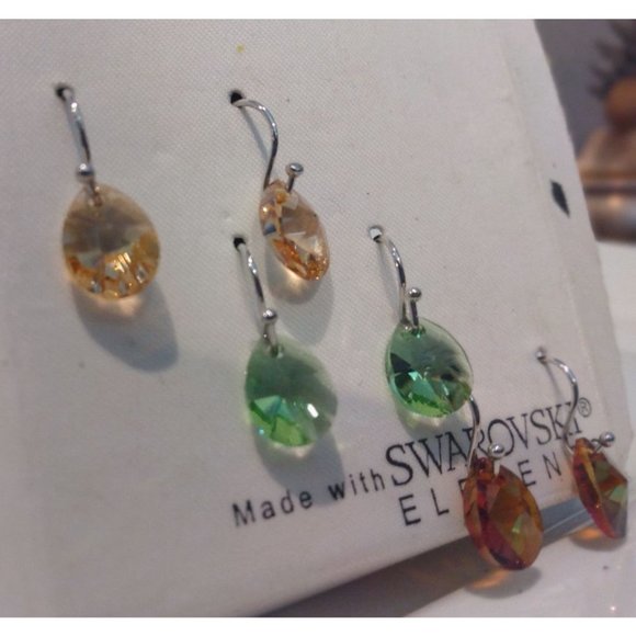 3 Pair Swarovski Elements Crystal Earrings for Sensitive Ears - Picture 5 of 6
